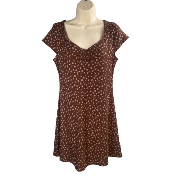 No Boundaries Dresses & Skirts - No Boundaries Babydoll Mini Dress Womens Medium Brown Floral Y2k 90s Forest‎